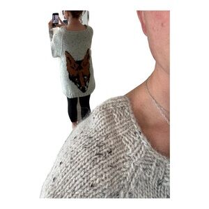 Handmade Wool Fox Sweater Knit Tunic - Size Large